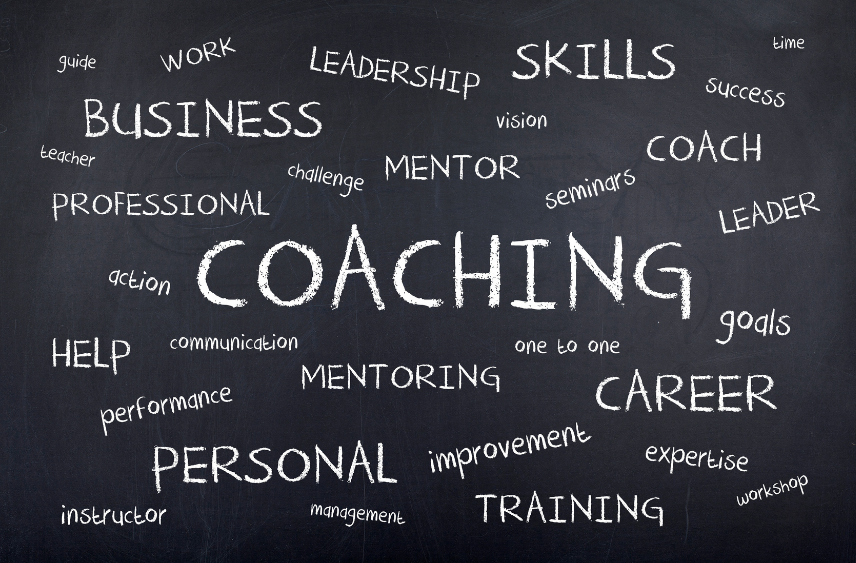 Word cloud of words representing coaching