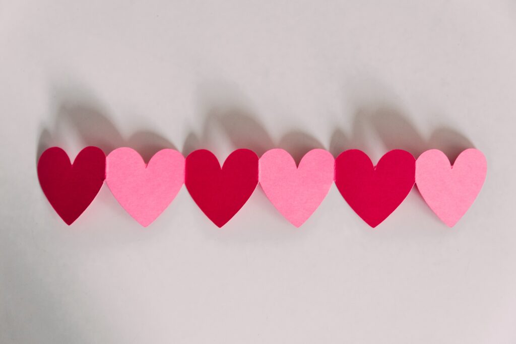 Paper hearts representing love