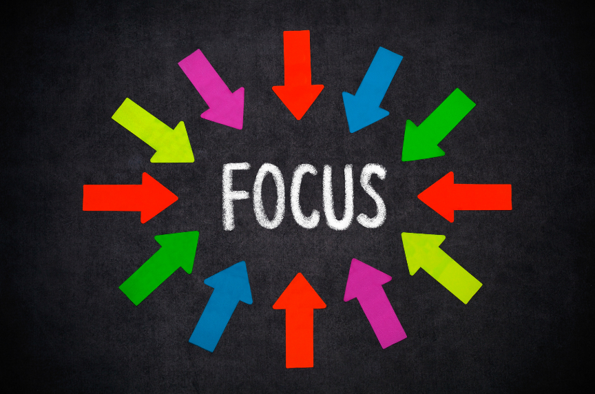 Image with arrows pointing to the word focus.