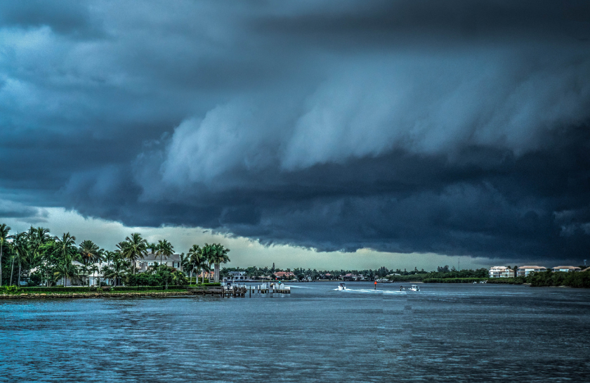 A storm approaching over the water