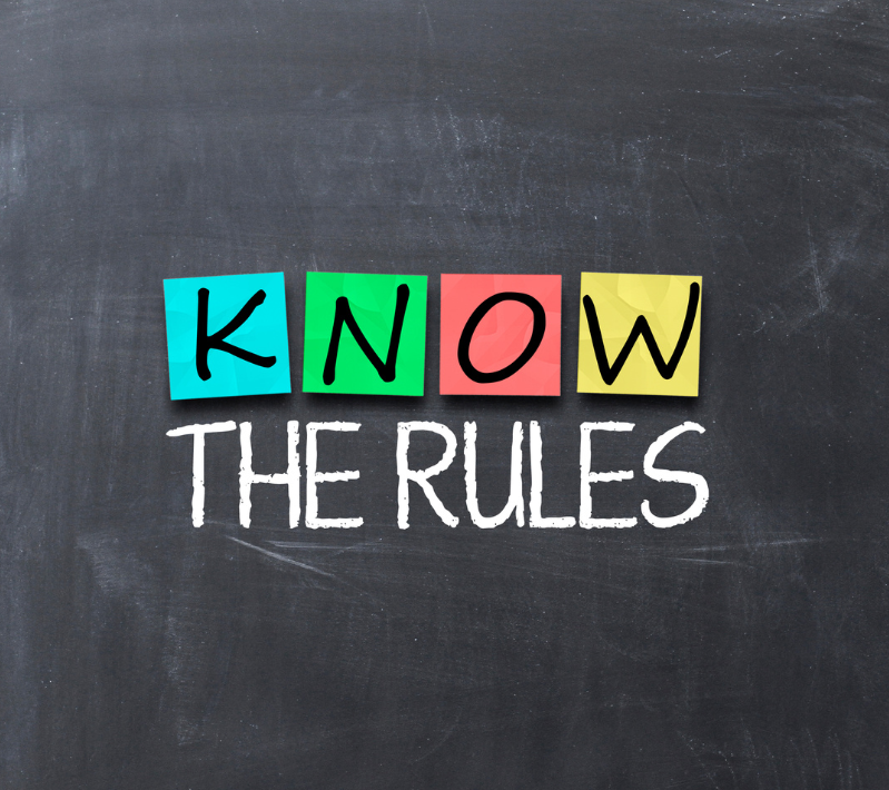 Image that says "know the rules"