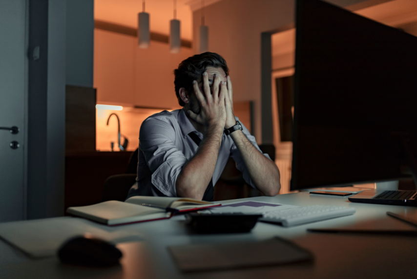 Man showing signs of burnout