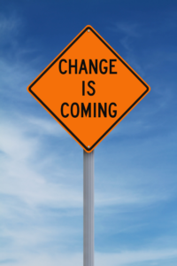 Sign saying "change is coming"